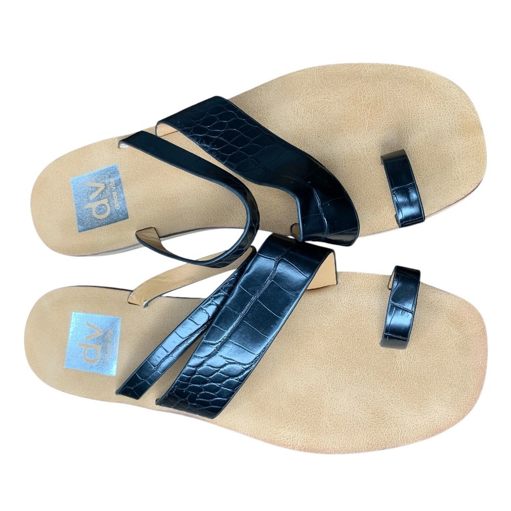 DV Dolce Vita Lulu black faux croc flip flop sandal. Size 5.5 - Picture 3 of 5